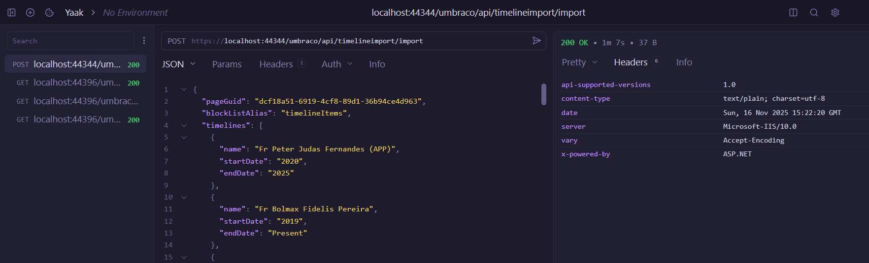 Make the Import API Request from the Yaak REST Client